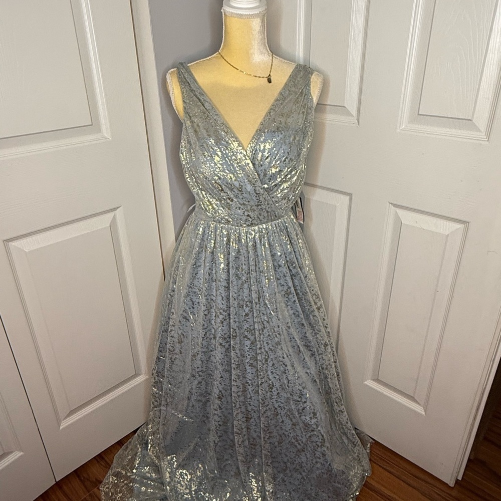 Elegant Silver Evening Gown